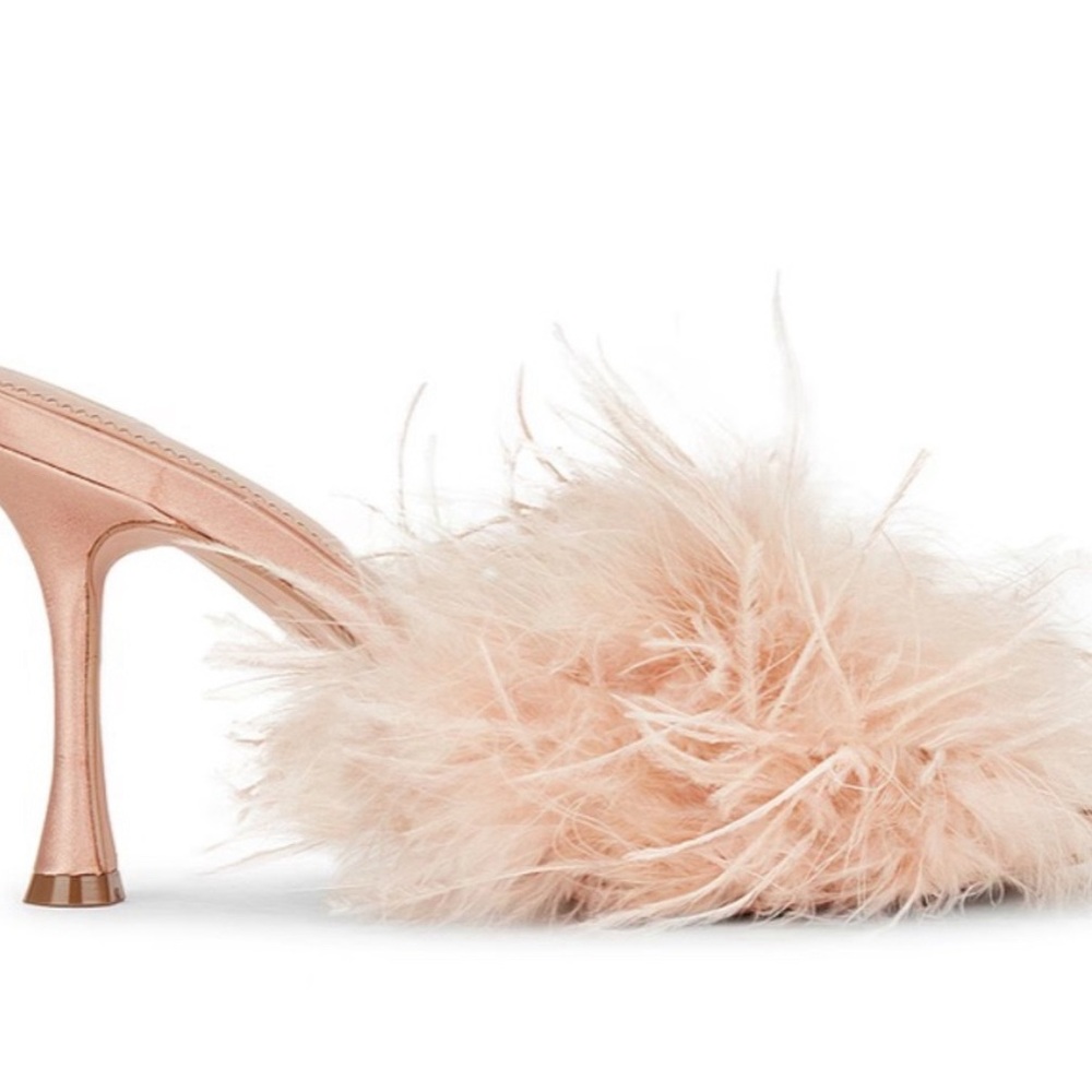 Fun ostrich feather kitten heels by jlo